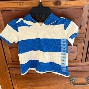 Carter’s Baby Boy Blue And Cream Hooded Top Size 9 Months NWT